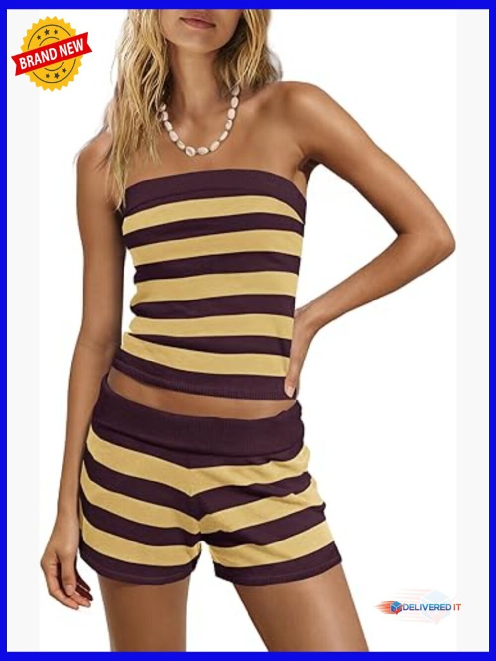 Striped Lounge Set Tube Top and Shorts 2 Piece Outfit